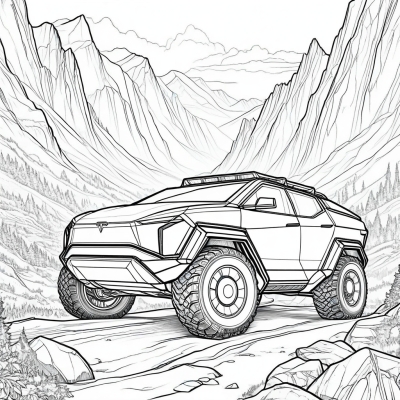 Tesla Cybertruck in the Mountains