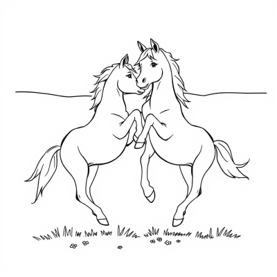 Two Horses Playing