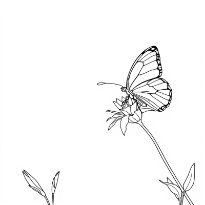 Butterfly Approaches the Flower