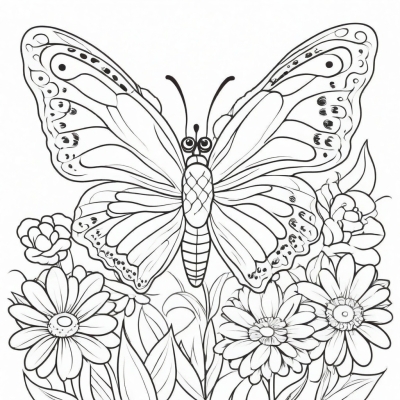 Happy Butterfly on a Flower