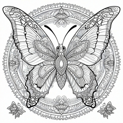 Stress Relief Butterflies Mandala