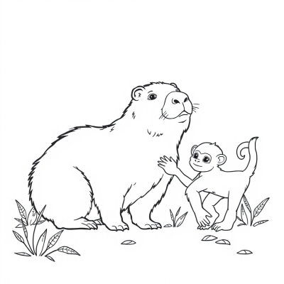 Capybara with Monkey