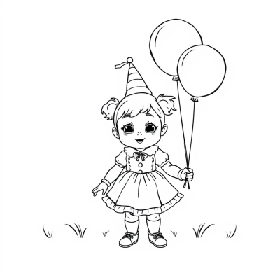 Baby Circus Girl with Balloons