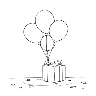 Balloons and Birthday Gift