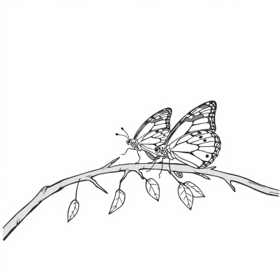 Family of Butterflies on a Branch