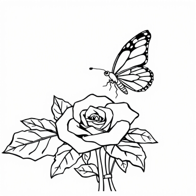 Butterfly on a Rose Bouquet