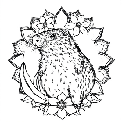 Capybara in Floral Mandala