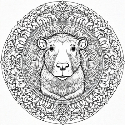 Capybara Inside a Mandala