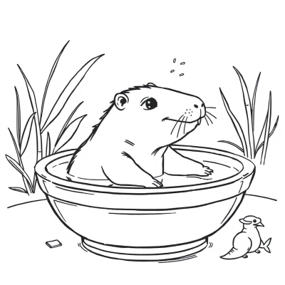 Capybara Takes a Bath
