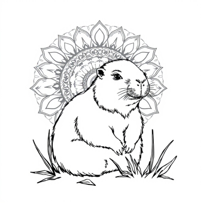 Capybara with Mandala in the Background