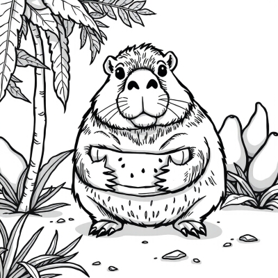 Capybara with Watermelon