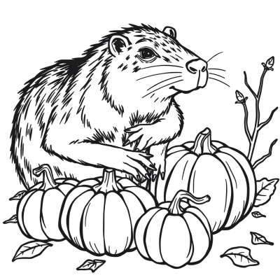 Capybara with Pumpkins