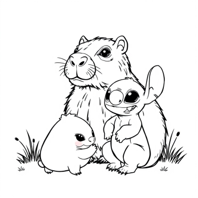 Capybara with Stitch