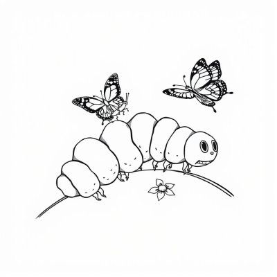 Caterpillar with Butterflies
