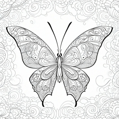 Flying Butterfly with Intricate Patterns