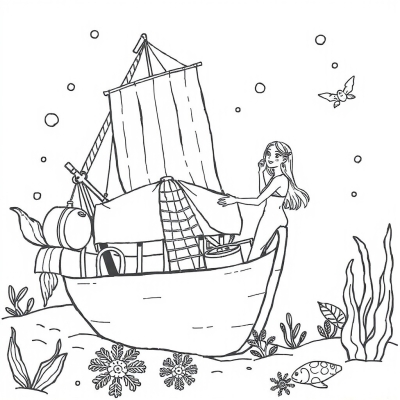 Mermaid and the Sunken Ship