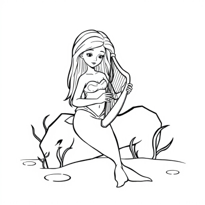 Mermaid Playing the Harp