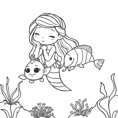 Mermaid Playing with Fish