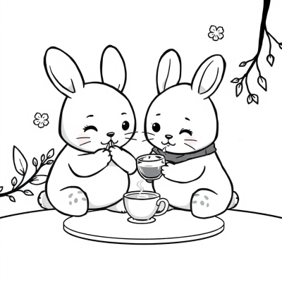 Cinnamoroll Drinks Tea with a Friend