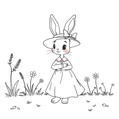 Bunny in Dress and Hat