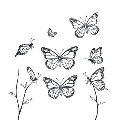 Set of 6 Butterflies