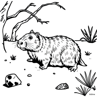 Simple Capybara for Kids