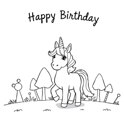 Simple Unicorn Happy Birthday