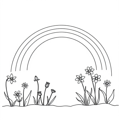 Spring Rainbow and Flowers