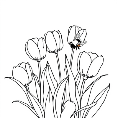 Tulips and Bee