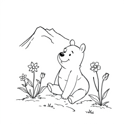 Winnie the Pooh and Spring Flowers